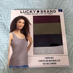 Lucky Brand 4-Pack Cotton Stretch Tank Top, Large